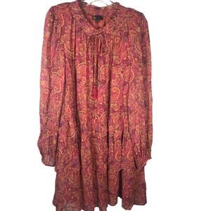Frye Dress Size XL Womens Boho Feminine Multilayered Full Sleeve Coral Pink